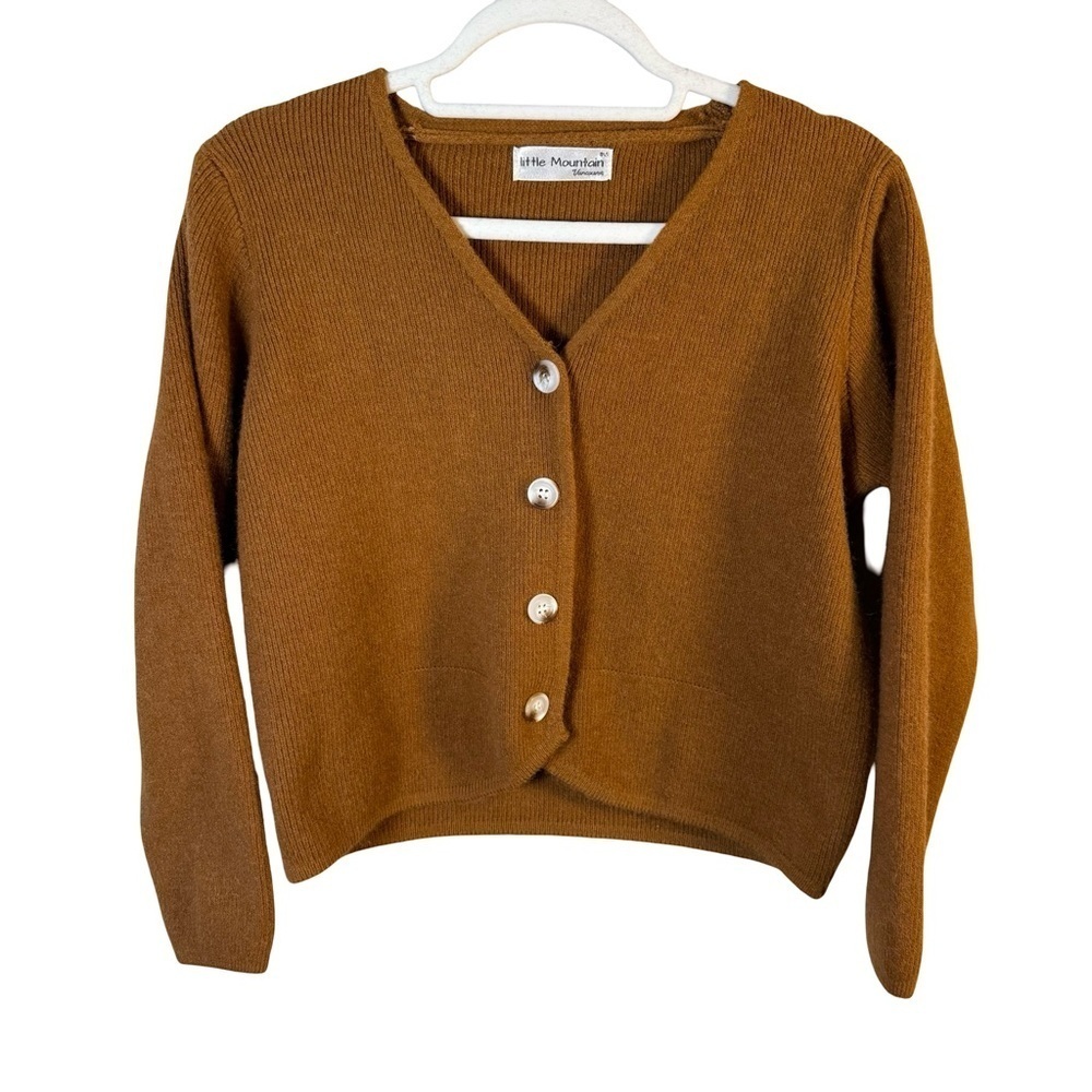 Little Mountain Women's Brown Cardigan Sweater One Size Cozy Neutral Minimalist